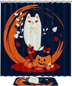Whimsical Cat And Moon Waterproof Shower Curtain For Dreamy Bathroom