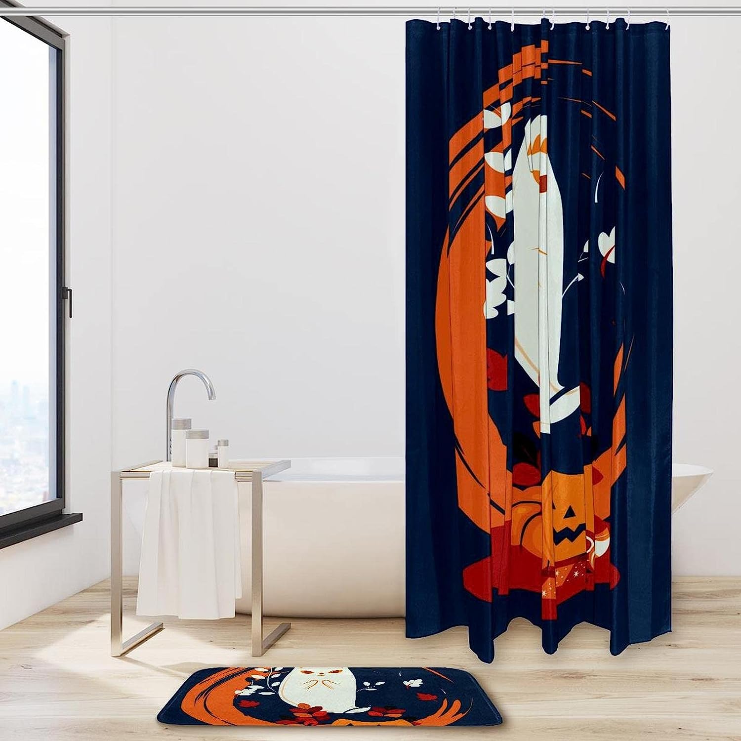 Whimsical Cat And Moon Waterproof Shower Curtain For Dreamy Bathroom - Image 2