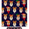 Whimsical Christmas Dogs Shower Curtain - Snowflakes And Festive Hat Bathroom Decor