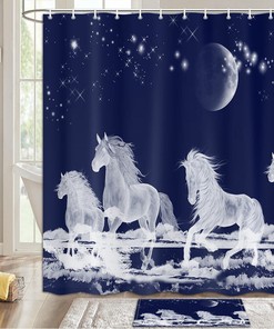 Whimsical Crystal White Horse Fairy Shower Curtain For Magic