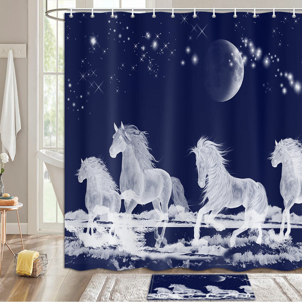 Whimsical Crystal White Horse Fairy Shower Curtain For Magic