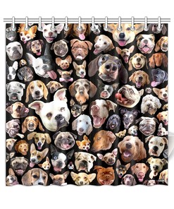 Whimsical Dog Breeds Novelties Shower Curtain - Vivid Photo Reproductions