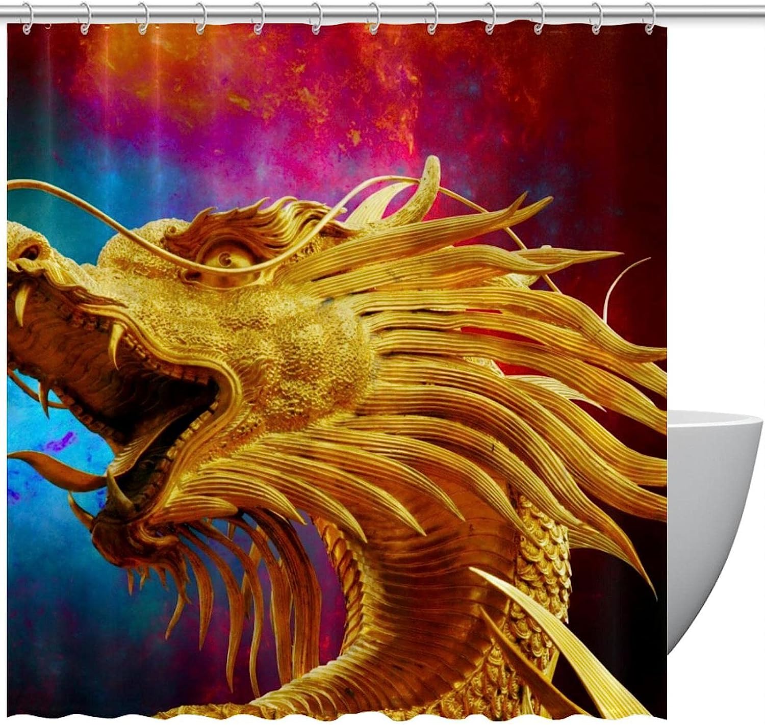 Whimsical Dragon Pattern Shower Curtain Set For Any Bathroom