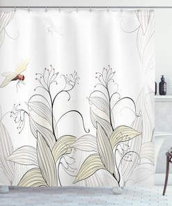 Whimsical Dragonfly Fabric Shower Curtain For Boho Bathroom Decor