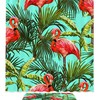 Whimsical Flamingo and Green Palm Leaf Print Shower Curtain for a Fun and Funky Bathroom