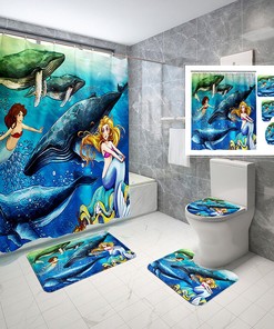 Whimsical Marine Whale Mermaid Waterproof Shower Curtain for Your Bathroom