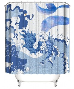 Whimsical Mermaid Fabric Shower Curtain for Fun and Playful Bathroom Decor
