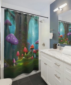Whimsical Mushroom Forest Shower Curtain for Nature-Inspired Bathroom Decor