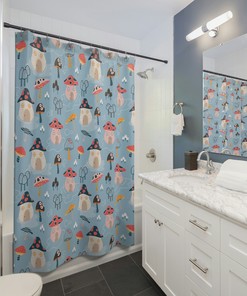 Whimsical Mushroom Houses Shower Curtain - Perfect for Playful Bathroom Decor
