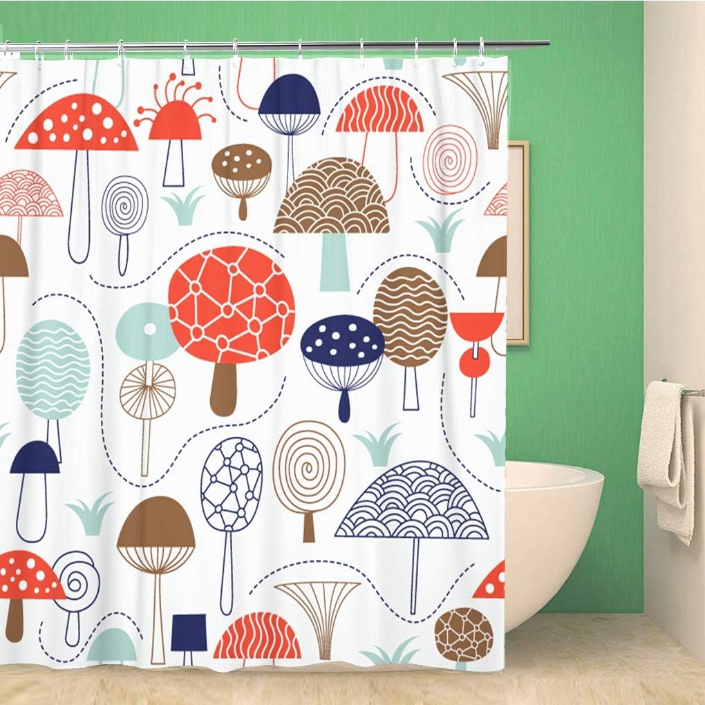 Whimsical Mushrooms Toadstool Forest Pattern Shower Curtain