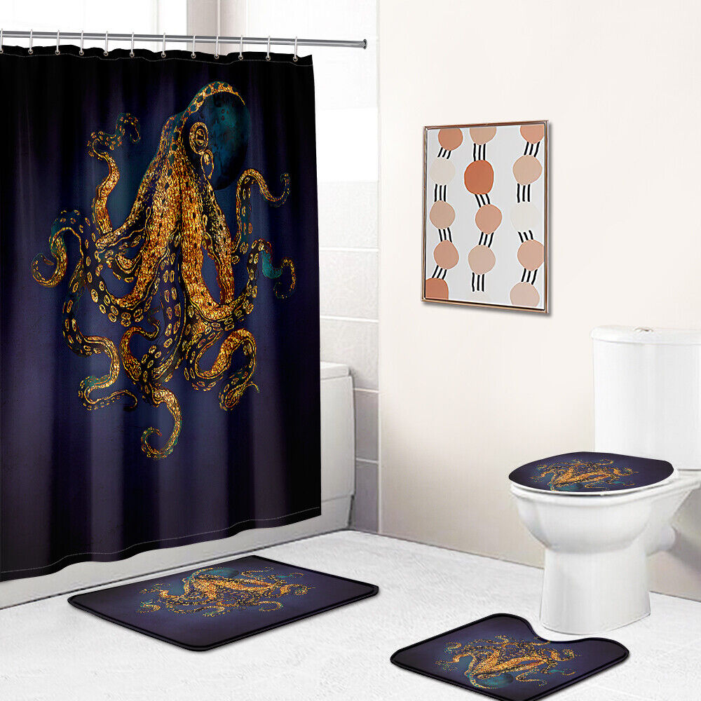Whimsical Octopus Shower Curtain for Bathroom Decor.