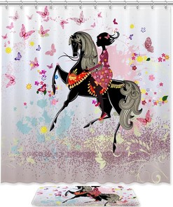 Whimsical Pink Butterfly and Floral Girl Shower Curtain for Fantasy Bathroom Decor