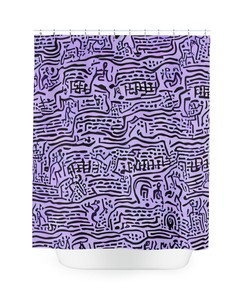 Whimsical Purple Mermaid Shower Curtain- Abstract Art Design Print for Kids Bathroom