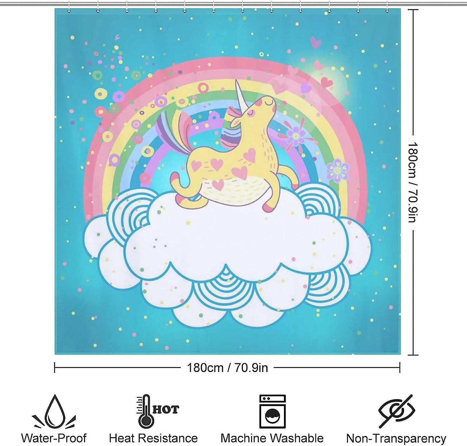 Whimsical Unicorn Shower Curtain For Playful Bathroom Decor - Image 2