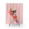 Whimsigoth Decor - Skull Vomiting Colorful Flowers Pink Goth Funky Bathroom Wedding Gift Couple Unique Shower Curtain 