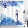 White Anchor Waterproof Bathroom Shower Curtain