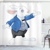 White Blue Black Alice Themed White Rabbit Fictional Fantasy Shower Curtain