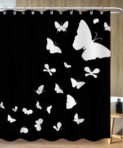 White Butterfly Shower Curtain - Elegant Bathroom Accessory