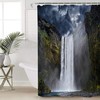 White Cliff Waterfall Black Mysterious Sky Clouds Shower Curtain for Bathroom Decor