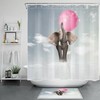 White Clouds Red Balloon Funny Elephant Shower Curtain - Cute Bathroom Decor
