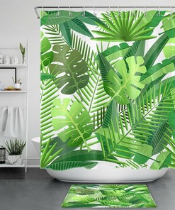 White Creative Palm Leaf Shower Curtain - Minimalist Bathroom Decor