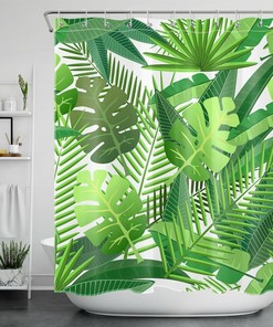 White Creative Palm Leaf Shower Curtain - Minimalist Bathroom Decor