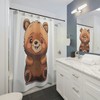 White Cute Bear Printed Shower Curtain For Kids Bathroom, Animal Bathroom Decor