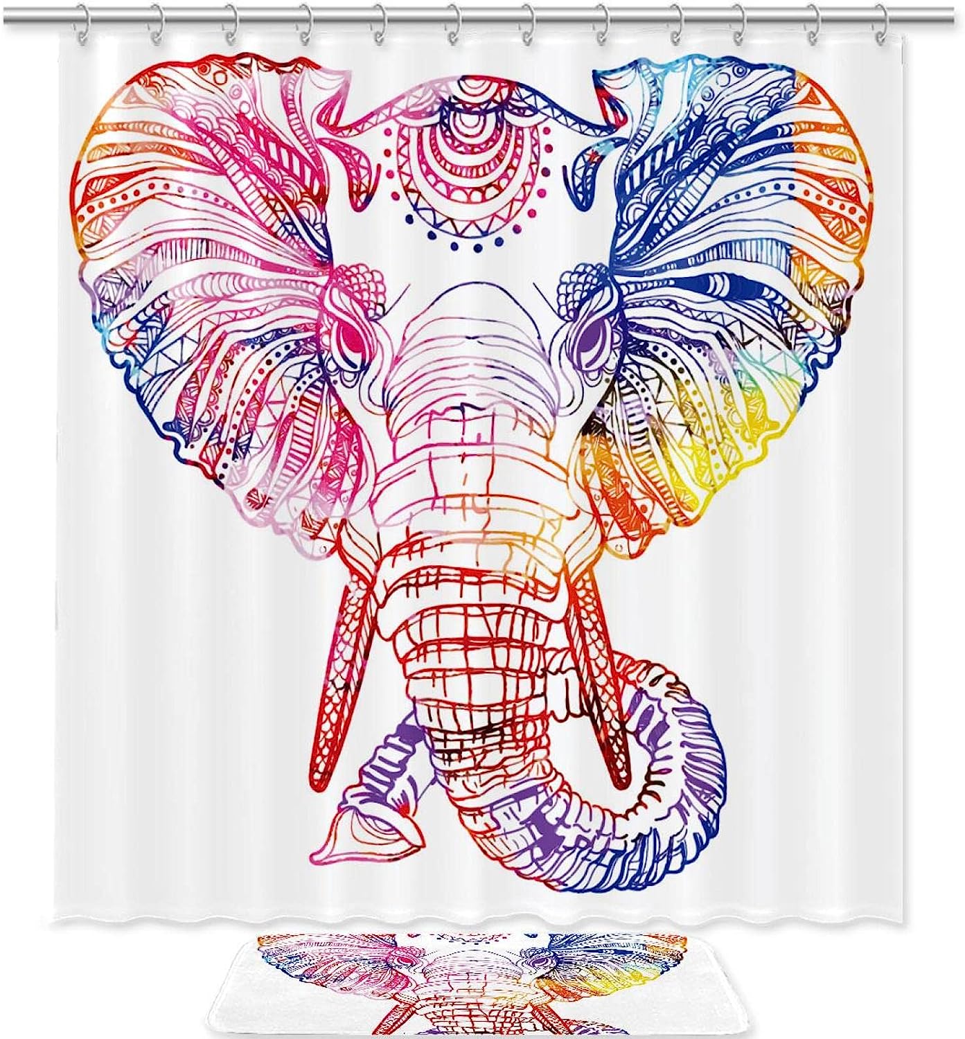 White Elephant Bathroom Decorr, Waterproof Shower Curtain