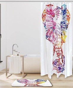 White Elephant Bathroom Decorr, Waterproof Shower Curtain