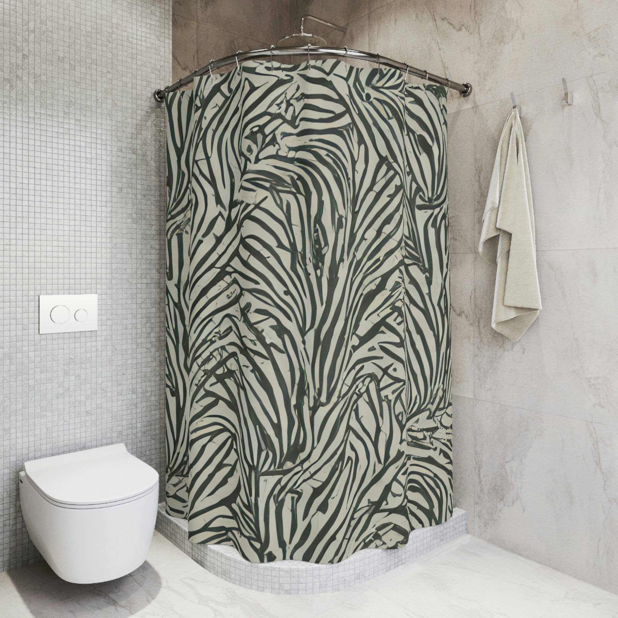 White Floral Boho Botanical Shower Curtain - Image 4