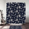 White Floral On Dark Blue Background Vintage Shower Curtain For Your Bathroom