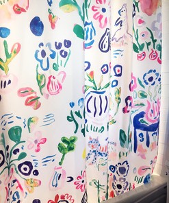 White Floral Quality Shower Curtain Set with Waterproof and Washable Material for Bathroom Decor Artwork by Artist