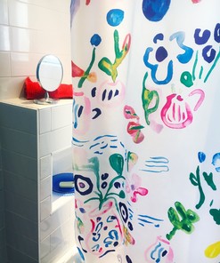 White Floral Quality Shower Curtain Set with Waterproof and Washable Material for Bathroom Decor Artwork by Artist
