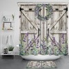 White Flower Butterfly Shower Curtain with Purple for Spring Bathroom 