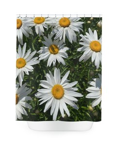 White Garden Flowers Shower Curtain - Botanical Bathroom Decor
