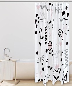 White Heart Crown Lip Waterproof Shower Curtain For Bath