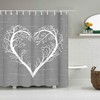 White Heart Shaped Tree Branch Fabric Shower Curtain with Tree of Life Design for Bathroom Decor