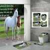 White Horse Animal Print Waterproof Shower Curtain For Bathroom