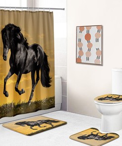 White Horse Shower Curtain - Rustic Country Themed Bathroom Decor