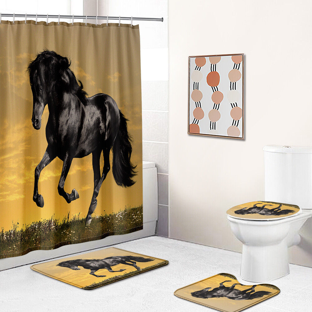 White Horse Shower Curtain - Rustic Country Themed Bathroom Decor