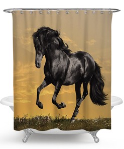 White Horse Shower Curtain - Rustic Country Themed Bathroom Decor