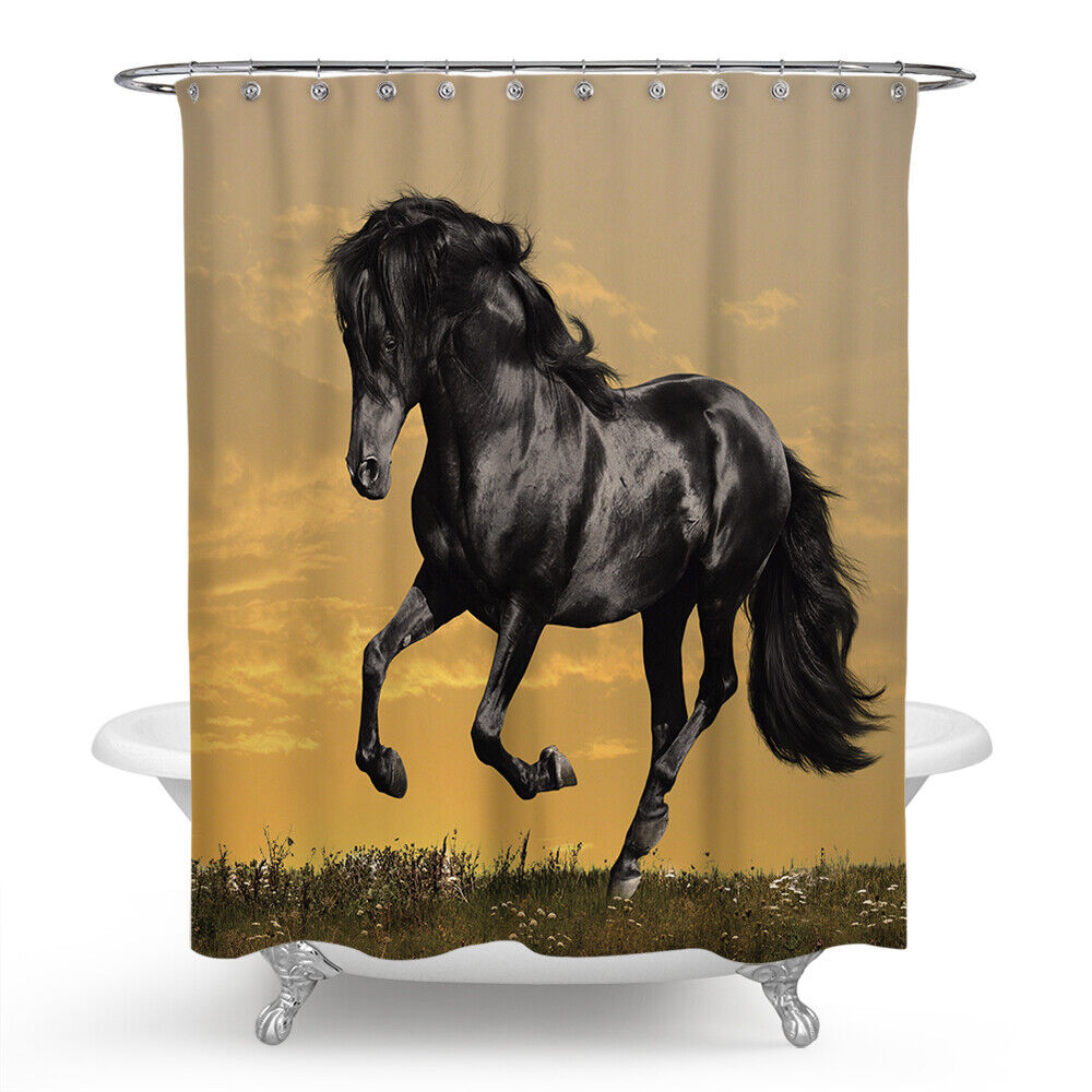 White Horse Shower Curtain - Rustic Country Themed Bathroom Decor