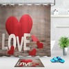 White Love Letters Red Heart Valentine's Day Shower Curtain for Bathroom Decor