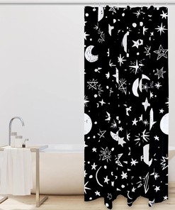 White Moon Stars Unique Shower Curtain Set With A Quote