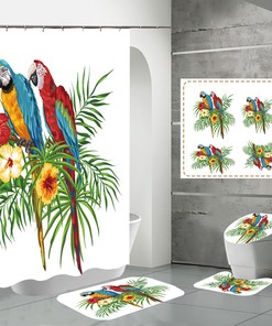White Parrots Shower Curtain for a Chic and Elegant Bathroom