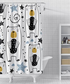 White Polar Bear Waterproof Shower Curtain For Bathroom