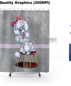 White Poodle Dog Shower Curtain - Elegant Dog Art Bathroom Decor