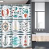 White Red Blue Sea Set Fishes Life Gulls Lighthouse Marine Inspired Maritime Theme Nautical Stall Shower Curtain