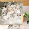White Rose and Butterfly Fabric Shower Curtain - Waterproof for Bathroom Hooks