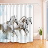 White Running Horse Shower Curtain in Animal Print Waterproof Fabric